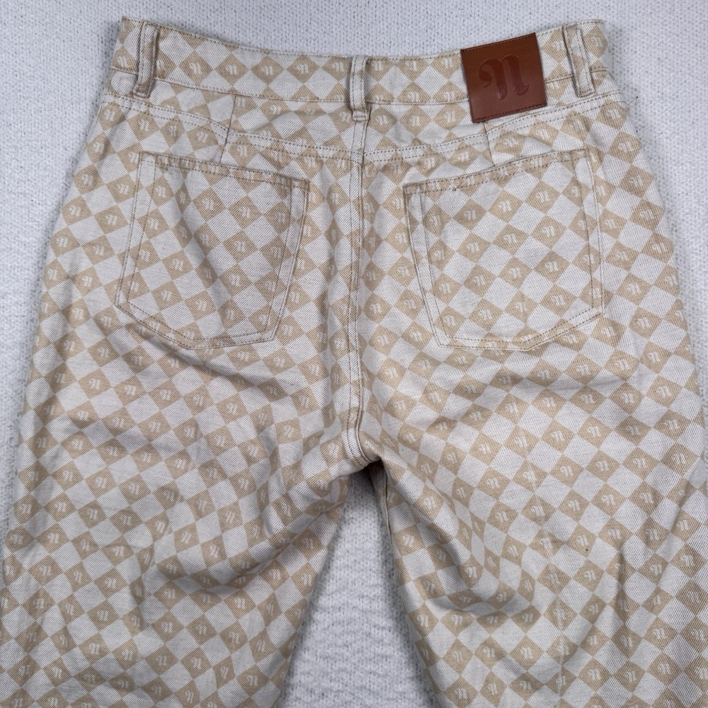 Nanushka Pants‎ Womens 32 Geometric Logo Print Linen Blend Straight With Turn Up - Picture 6 of 14